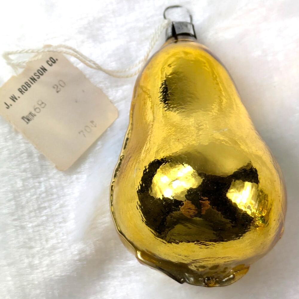 Pear Face Mercury Christmas Ornament Gold Child Antique West Germany Hand Blown - Picture 3 of 11